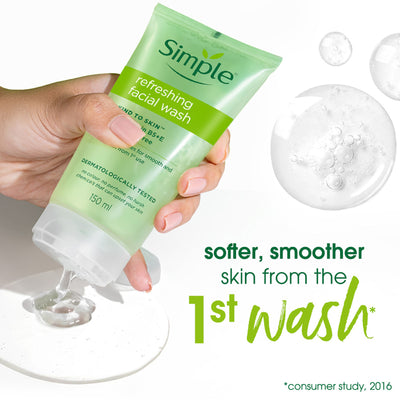 Simple Refreshing Facial Wash, 100% Soap-Free | Perfect for Sensitive Skin