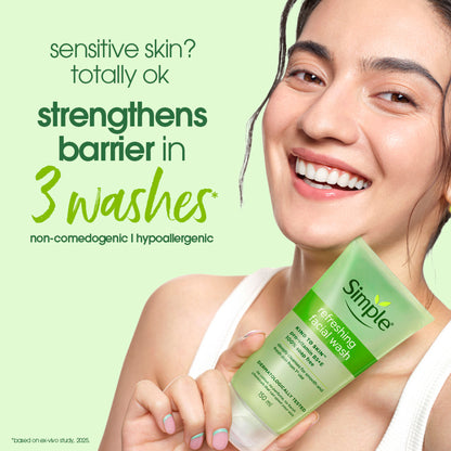 Simple Refreshing Facial Wash, 100% Soap-Free | Perfect for Sensitive Skin
