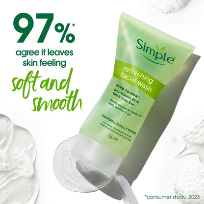 Simple Refreshing Facial Wash, 100% Soap-Free | Perfect for Sensitive Skin