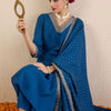 Dhiyona IE Ethnic Motifs Embroidered Regular V-Neck Straight Kurta With Trousers & Dupatta