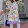 Indyancart IE Women Floral Printed Pleated Pure Cotton Kurta with Trousers