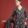 Dhiyona IE Floral Printed Angrakha Gotta Patti Pure Cotton Kurta Set & Dupatta