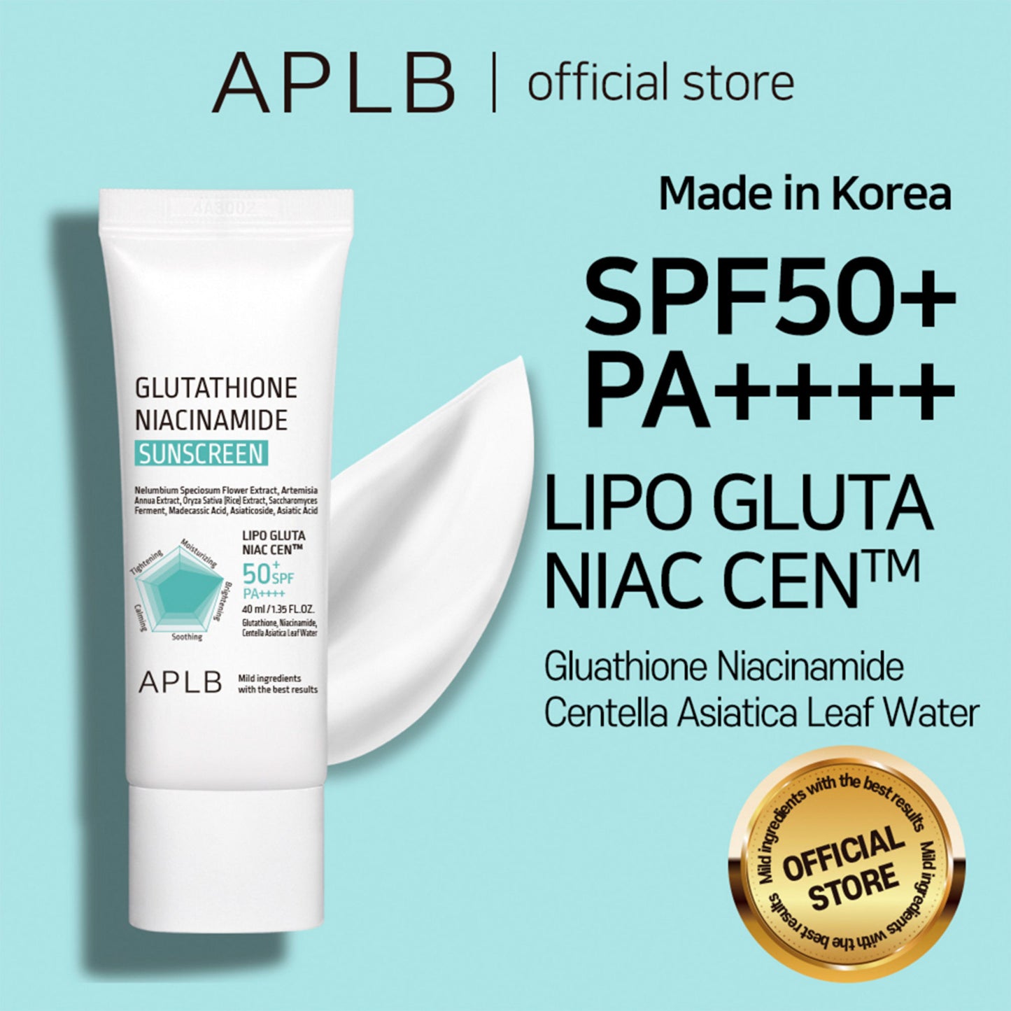 APLB Glutathione Niacinamide Sunscreen SPF 50+ PA++++