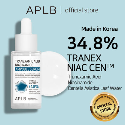 APLB Tranexamic Acid Niacinamide Ampoule Serum bottle with dropper for brightening and skin tone improvement.