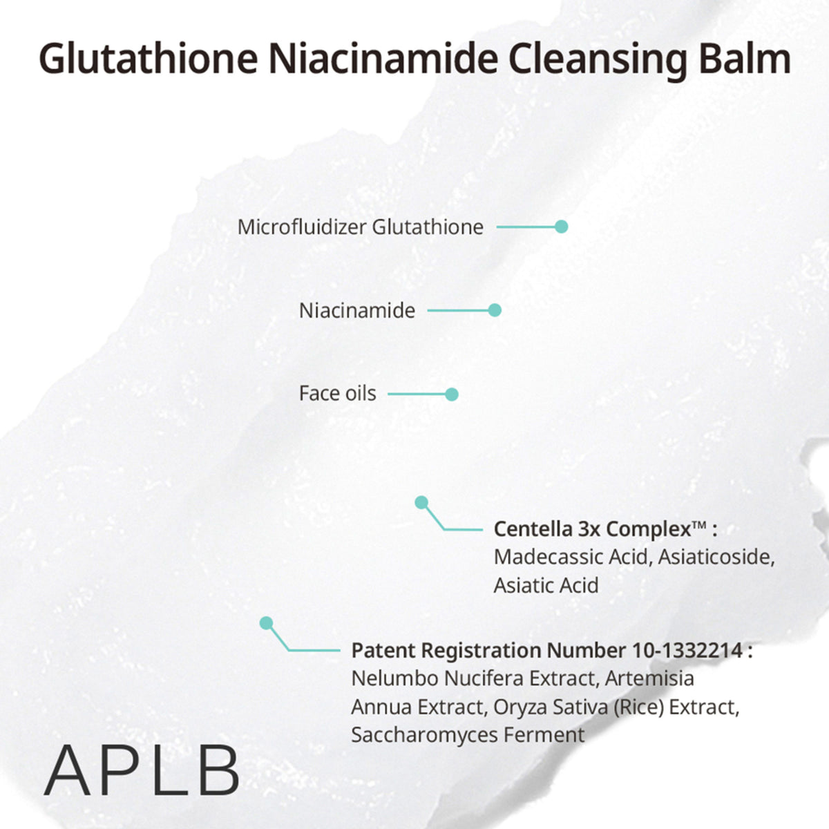 APLB Glutathione Niacinamide Cleansing Balm in a jar, featuring a smooth, creamy texture for gentle facial cleansing.