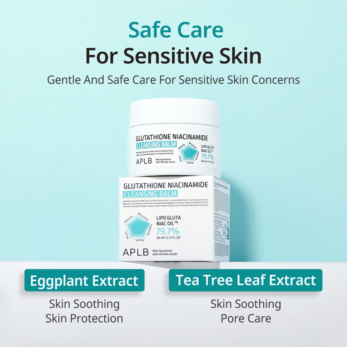 APLB Glutathione Niacinamide Cleansing Balm in a jar, showcasing its smooth, creamy texture for gentle facial cleansing.