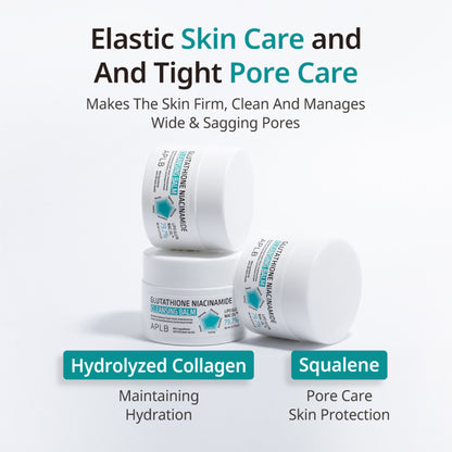 APLB Glutathione Niacinamide Cleansing Balm in a jar, creamy texture, with a smooth, clean appearance for skincare.