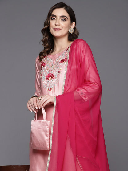Dhiyona IE Women Embroidered Liva Kurta with Trousers & Dupatta