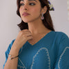 Indyancart IE Floral Embroidered V-Neck Straight Tunic With Trouser