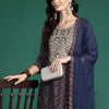 Indyancart IE Plus Size Ethnic Motifs Printed Sequinned Pure Cotton Kurta Set