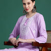 Dhiyona IE Floral Embroidered Thread Work Kurta