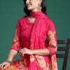 Dhiyona IE Floral Printed Beads & Stones Pure Cotton Kurta With Trousers & Dupatta