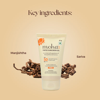 Moha Tinted Sunscreen Gel SPF 50 +++ Protect And Illuminate Skin With Manjishtha And Sariva
