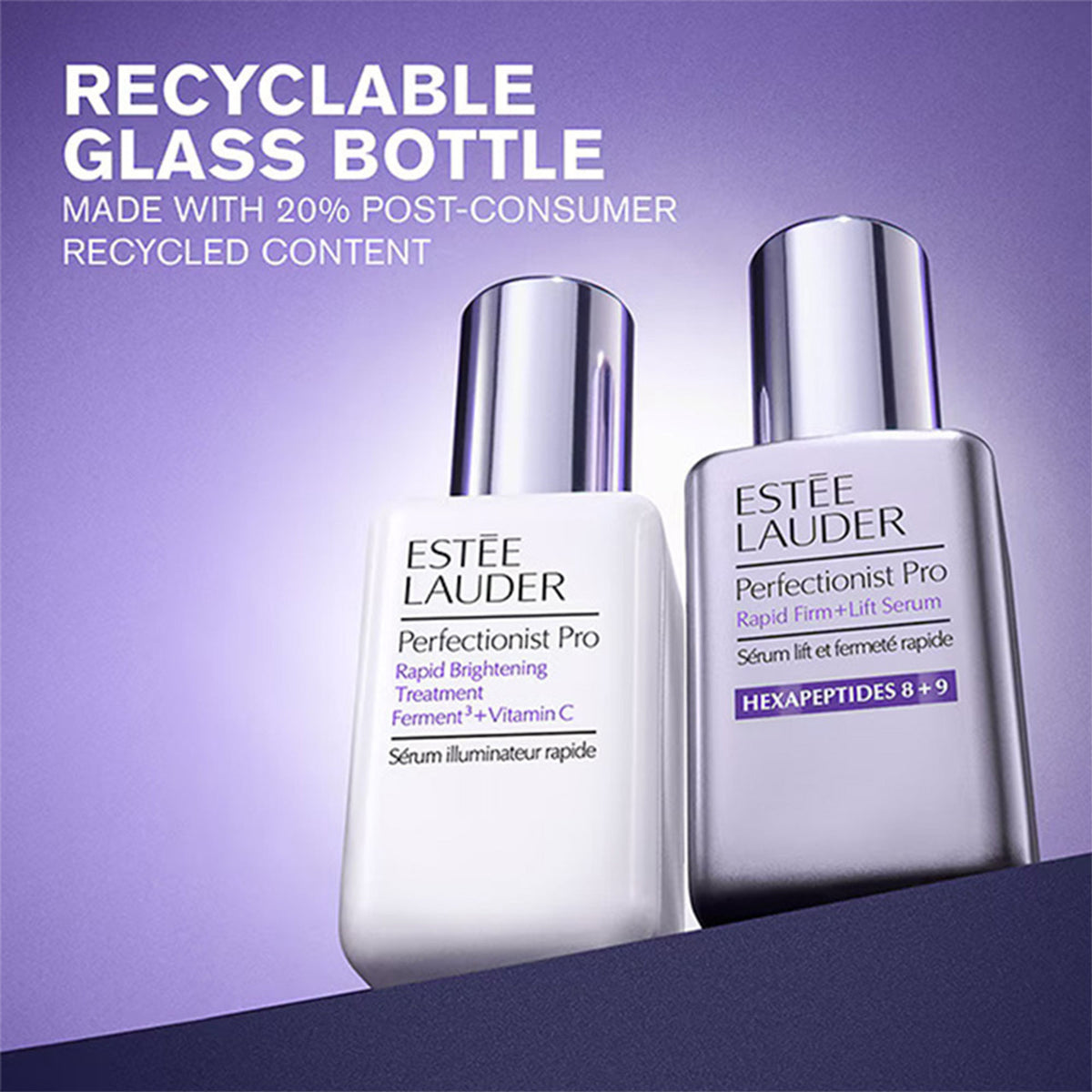 Estee Lauder Perfectionist Pro Rapid Brightening Treatment bottle with pump, skincare product for glowing, radiant skin.