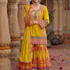 Dhiyona IE Embroidered Sequinned Kurti With Sharara & Dupatta