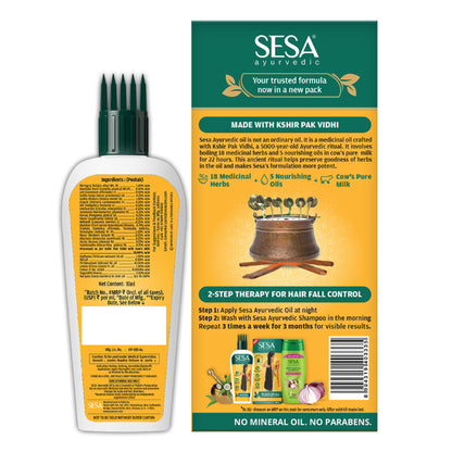 SESA Ayurvedic Hair Oil, 18 Herbs + 5 Oils, Kshir Pak Vidhi reduces Hair Fall & Supports Hair Growth