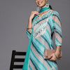 Dhiyona VA Women's Teal Leheriya Printed Gotta Patti Chanderi Cotton Kurta with Sharara & With Dupatta