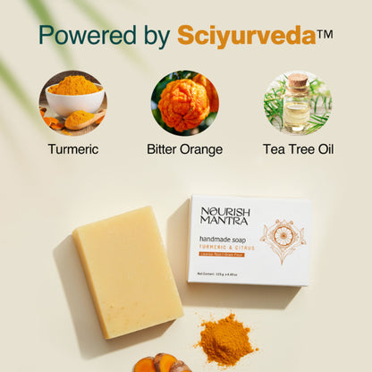 Nourish Mantra Turmeric & Citrus Handmade Bathing Soap for Tan Removal & Improved Skin Tone