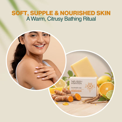 Nourish Mantra Turmeric & Citrus Handmade Bathing Soap for Tan Removal & Improved Skin Tone