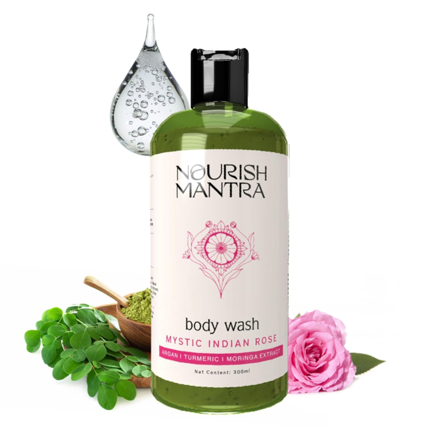Nourish Mantra Mystic Indian Rose Exfoliating Body Wash for Radiant Skin & Gentle Exfoliation
