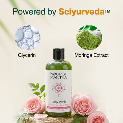 Nourish Mantra Mystic Indian Rose Exfoliating Body Wash for Radiant Skin & Gentle Exfoliation