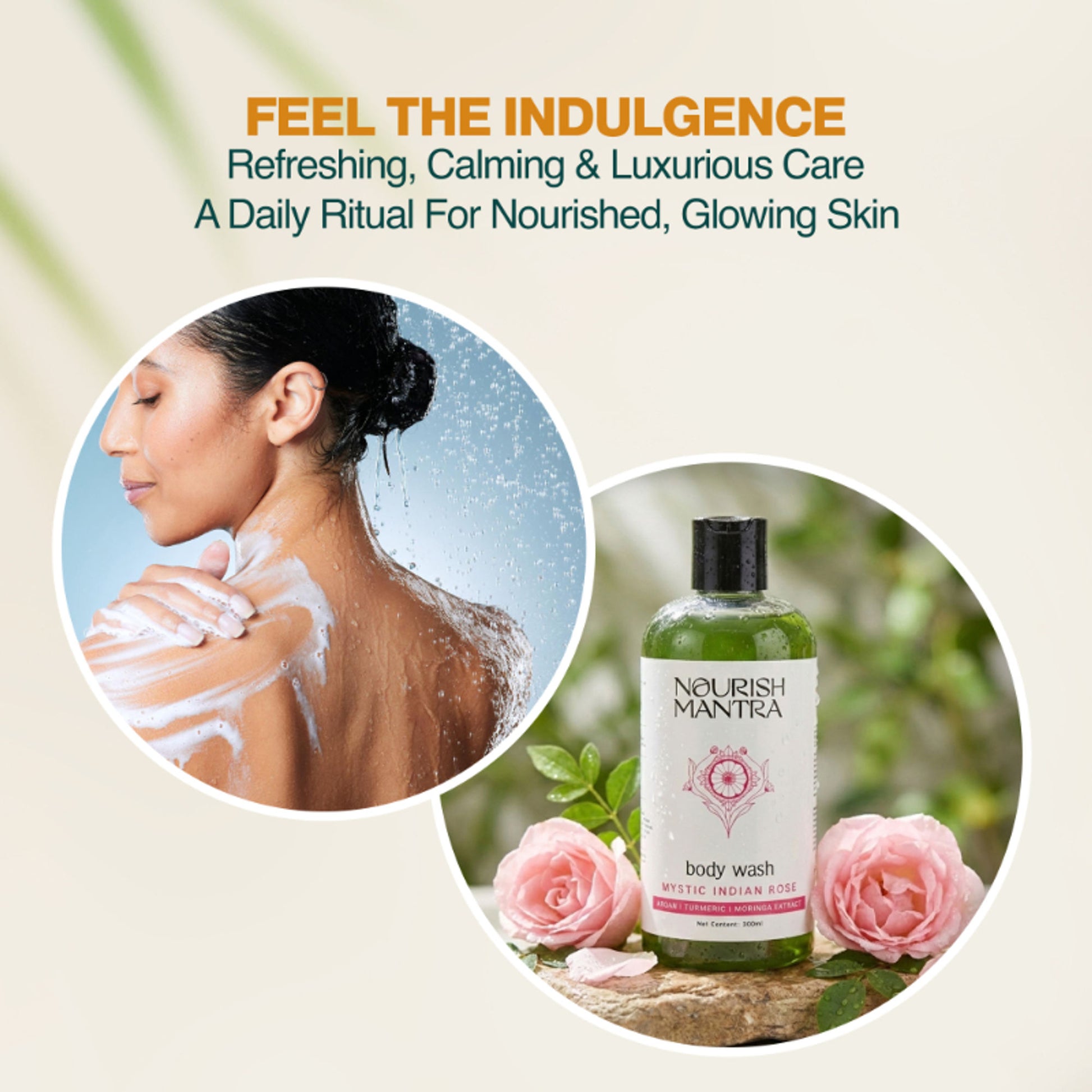 Nourish Mantra Mystic Indian Rose Exfoliating Body Wash for Radiant Skin & Gentle Exfoliation