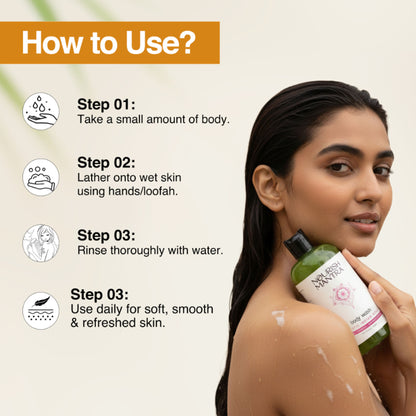 Nourish Mantra Mystic Indian Rose Exfoliating Body Wash for Radiant Skin & Gentle Exfoliation