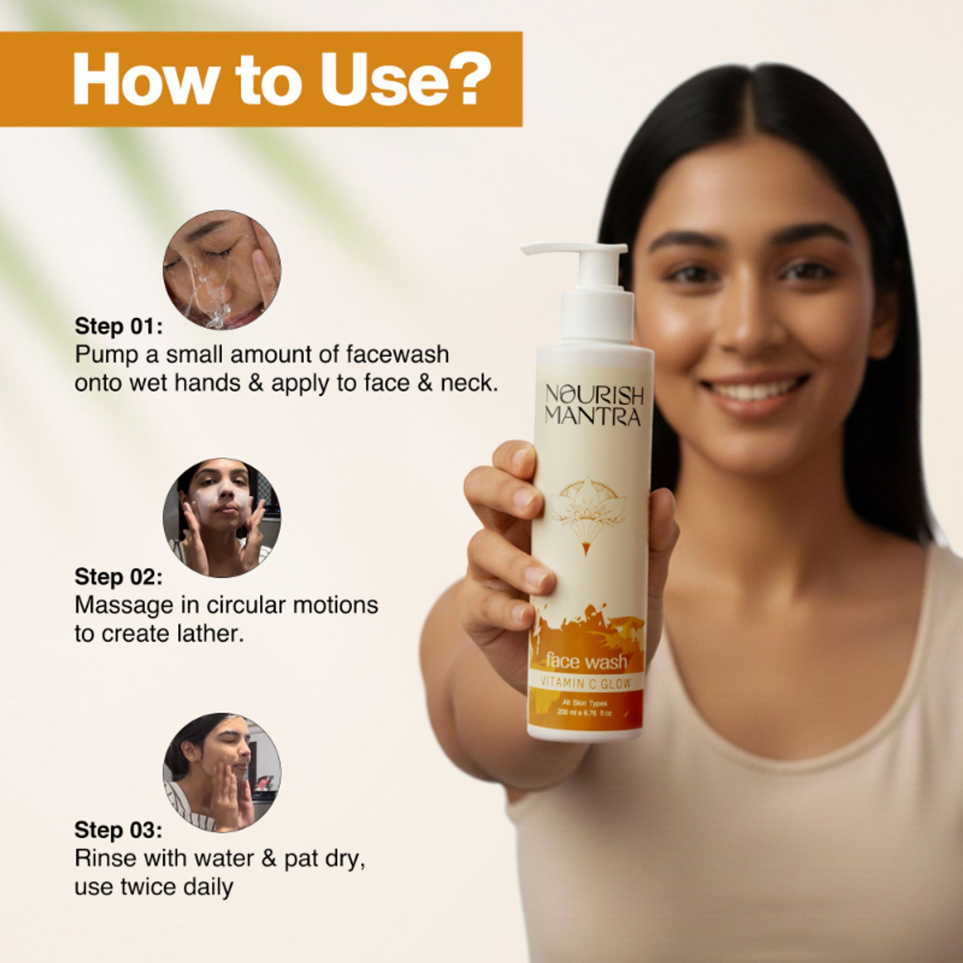 Nourish Mantra Vitamin C Glow Face Wash for Bright & Glowing Skin