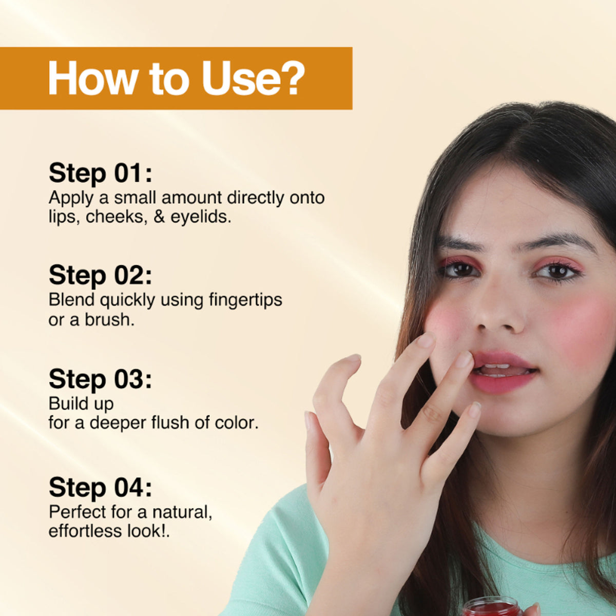 Nourish Mantra Lip, Cheek, & Eye Tint with Rich Pigment and Long-lasting Color 3 in 1