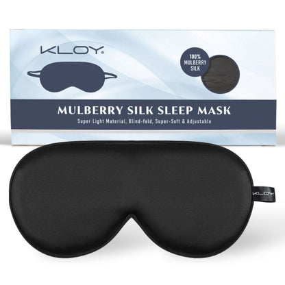 KLOY 100% Mulberry Silk Sleep Eye Mask - Black
