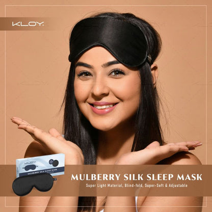 KLOY 100% Mulberry Silk Sleep Eye Mask - Black