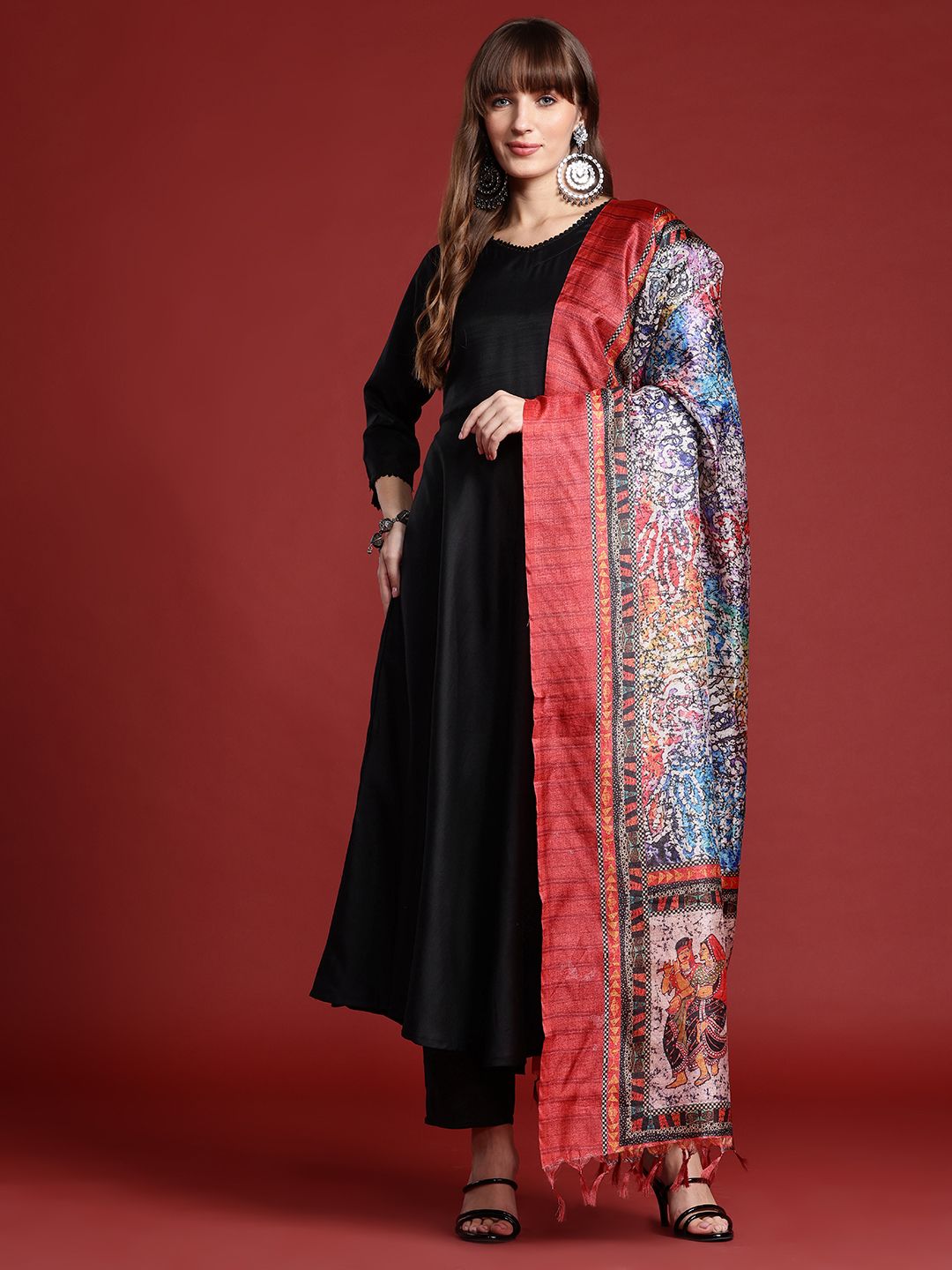 Indyancart IE A-Line Kurta with Trousers & Indie Printed Dupatta