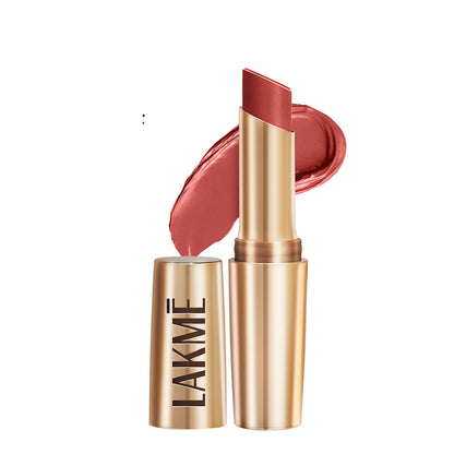 Lakme 9 To 5 Powerplay Priming Matte Lipstick in Red Velvet, showcasing the vibrant red lipstick shade and sleek packaging.