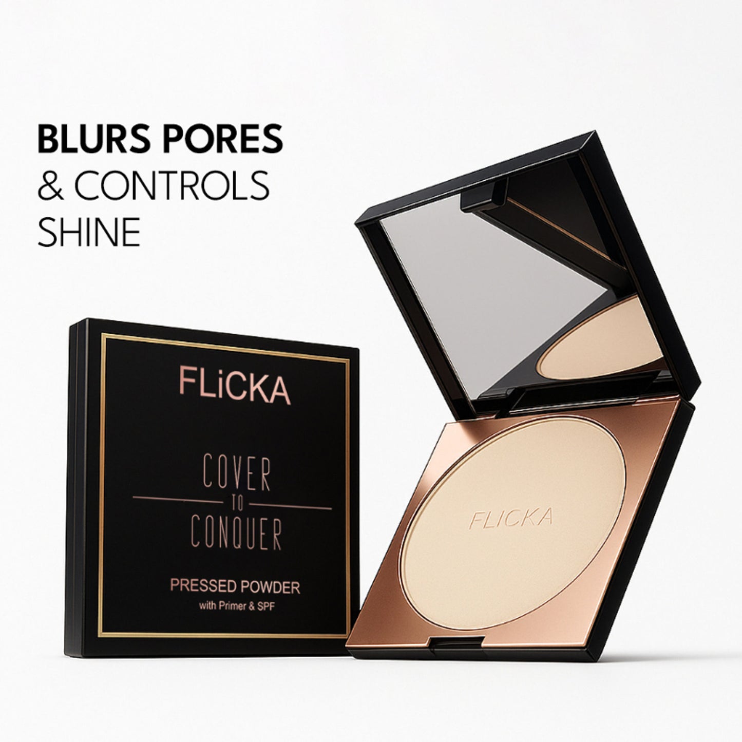 Flicka Cover To Conquer Velvet Matte Compact Powder Lightweight Formula Matte Finish - Coffee