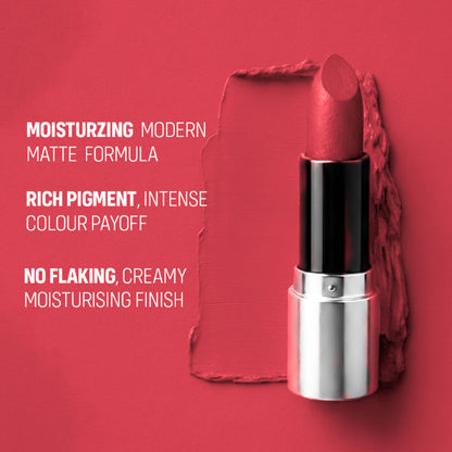 FLiCKA Flicka Tomato Bullet Lipstick Shade 21, long-lasting matte finish with intense pigment in sleek tube packaging