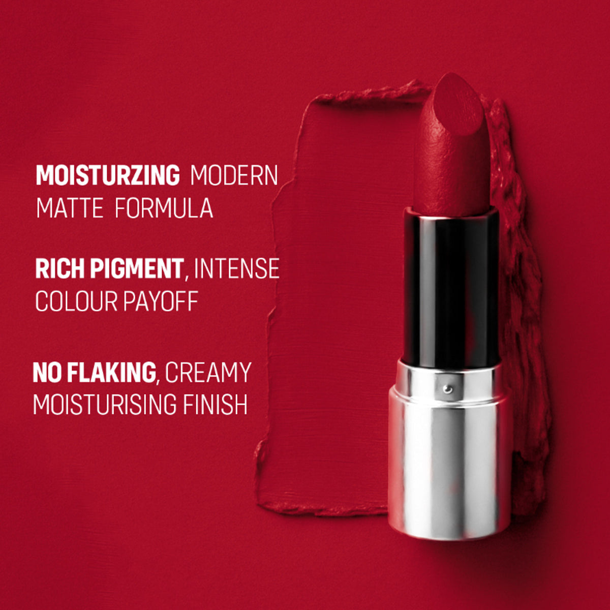FLiCKA Flicka Tomato Bullet Lipstick in Shade 23, long-lasting, lightweight with intense pigment and rich matte finish.