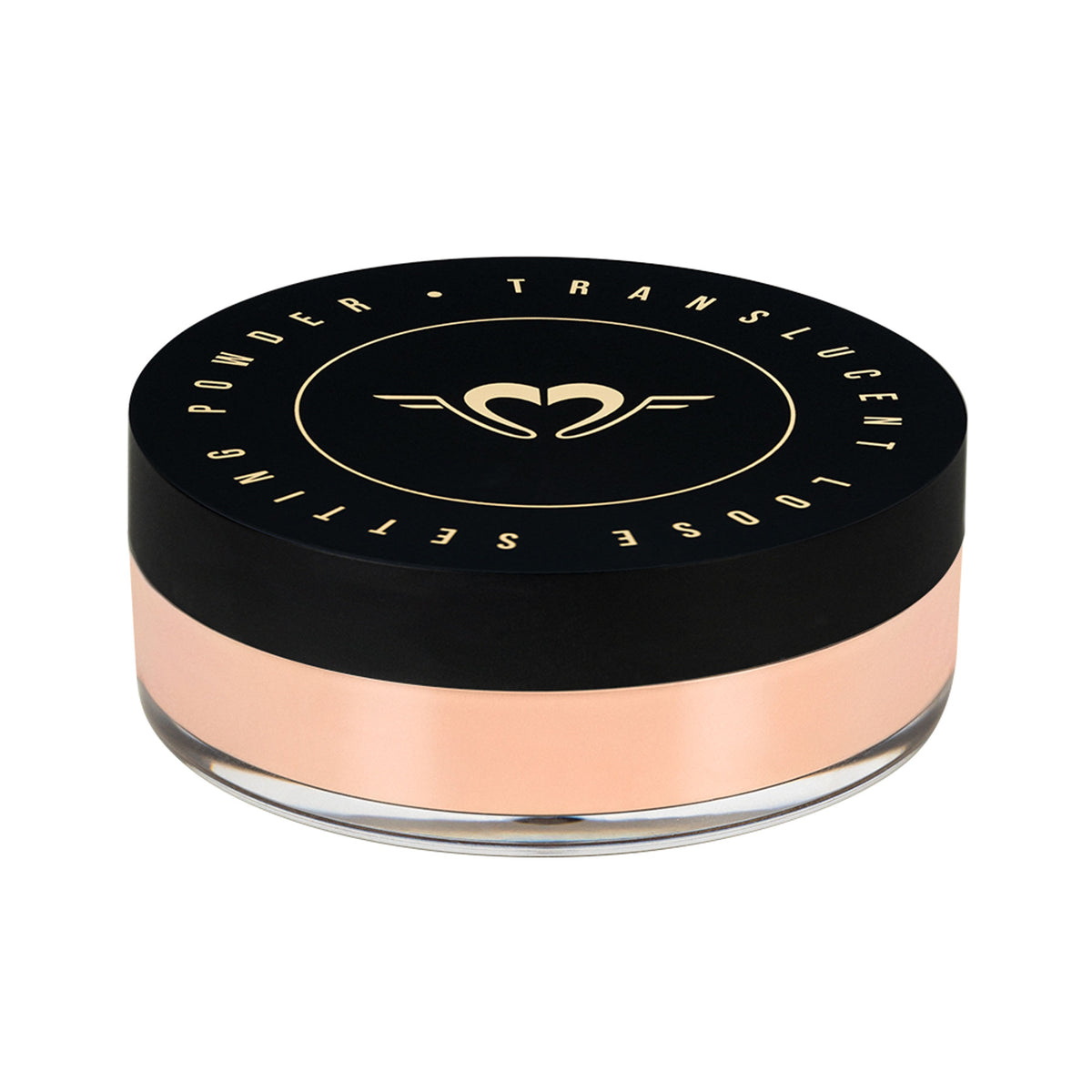 Daily Life Forever52 translucent loose setting powder in Buff Beige, close-up of the finely milled powder in a clear jar.