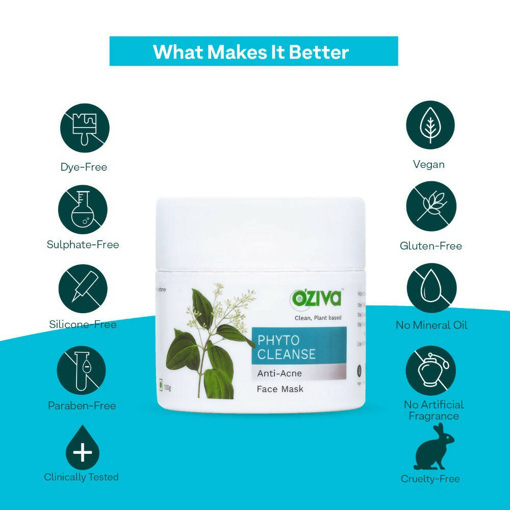OZiva Phyto Cleanse Anti-Acne Face Mask - Indyancart