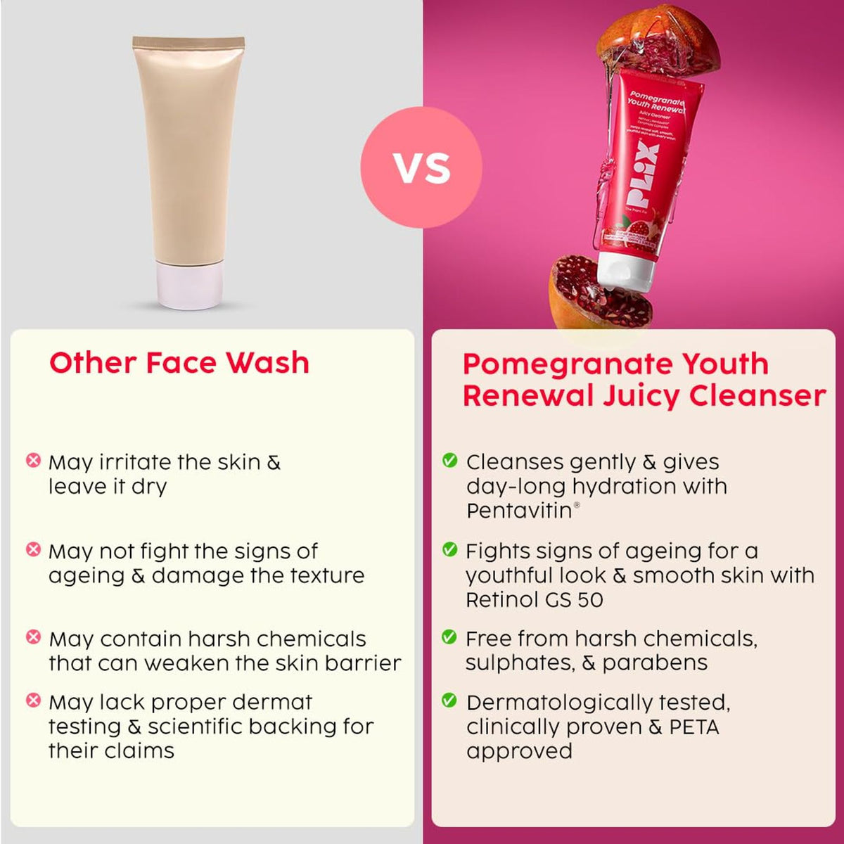 Plix The Plant Fix Pomegranate Youth Renewal Juicy Face Wash Cleanser