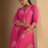 Dhiyona IE Women's Women Floral Printed Pure Cotton A-Line Kurta with Palazzos