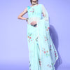 Women's Organza Light Green Digital Print Designer Saree With Blouse Piece