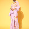 Women's Organza Lavendar Digital Print Designer Saree With Blouse Piece