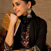 Dhiyona IE Ethnic Motifs Thread Work Pure Cotton A-Line Kurta & Trousers with Dupatta