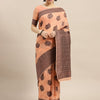 Women's Silk Blend Peach Woven Design Designer Saree With Blouse Piece