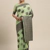 Women's Silk Blend Green Woven Design Designer Saree With Blouse Piece