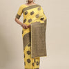 Women's Silk Blend Yellow Woven Design Designer Saree With Blouse Piece