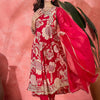 Indyancart SN Women's Floral Printed With Thread Work Embroidered Kurta With Trousers & Dupatta
