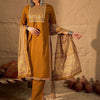 Dhiyona IE Floral Embroidered Mirror Work Pure Cotton Kurta With Trousers & Dupatta