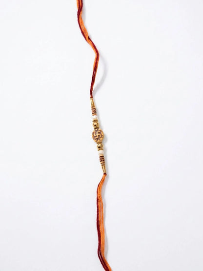 Anouk Set Of 10 Artificial Stones & Beads Thread Rakhi With Roli Chawal Chandan Mishri