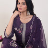 Dhiyona IE Floral Embroidered Straight Thread Work Kurta With Trousers & Dupatta